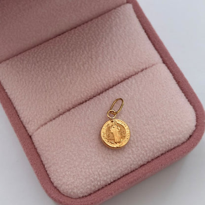 DIJE MEDALLA SAN BENITO DE NURSIA 1.5CM ORO AMARILLO COL 18K-0.37GR