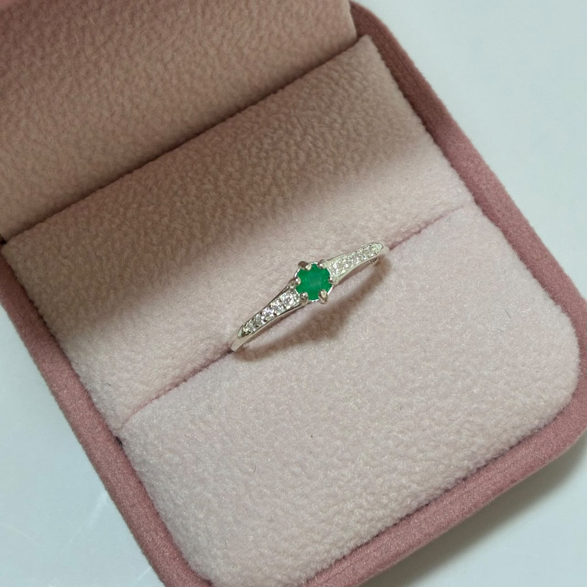 ANILLO SELENE PLATA 925 + ESMERALDA NATURAL TALLA 5,5
