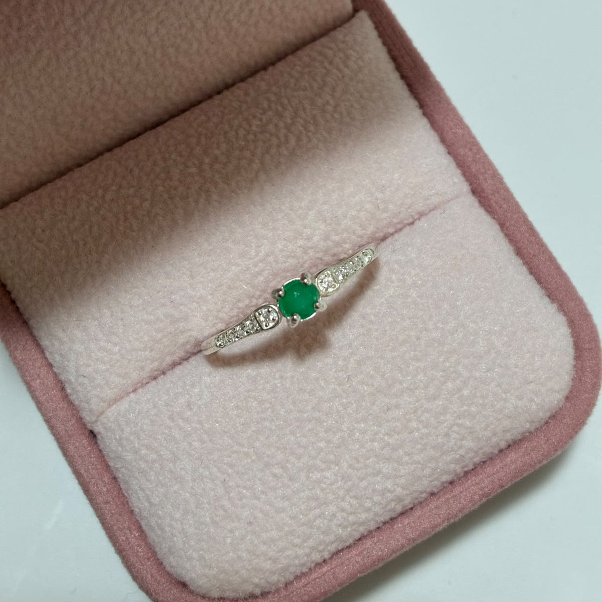 ANILLO FLORAL PLATA 925 + ESMERALDA NATURAL TALLA 6,5