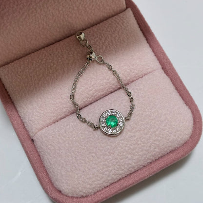 ANILLO GRADUABLE PLATA 925 + ESMERALDA NATURAL TALLA 10