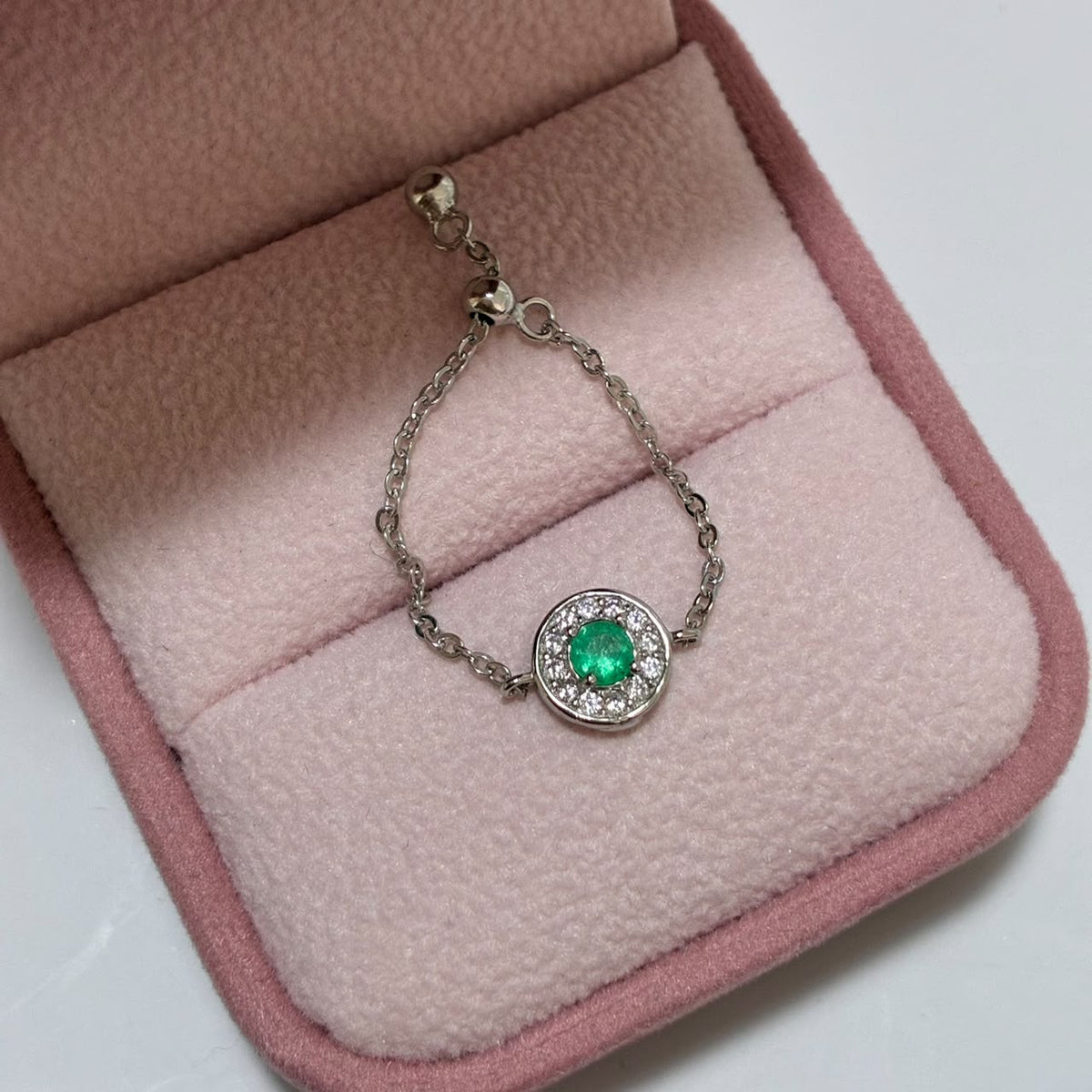 ANILLO GRADUABLE PLATA 925 + ESMERALDA NATURAL TALLA 12
