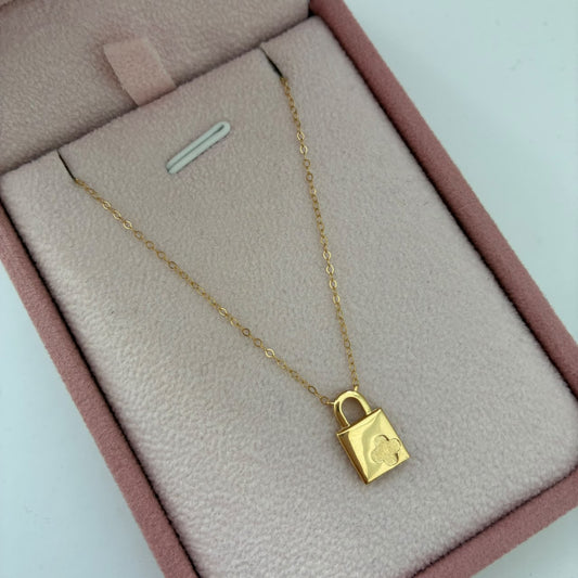 CADENA MINI ROLON+ CANDADO PIEDRAS BLANCAS 1,4GR 40CM 1MM ORO AMARILLO  ITALY ESP 18K