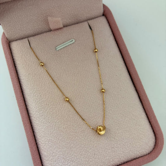 CADENA MINI FRANCO+BOLA  SATINADA 5 MM Y 3 MM 0,7GR 40CM A 45CM 1MM ORO AMARILLO ITALY ESP 18K