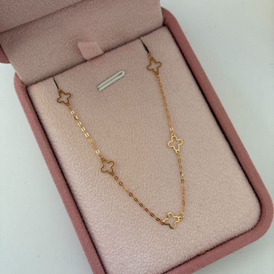 CADENA MINI ROLON+TREBOL SILUETA 0,9 GR 40 A 45CM 1MM ORO AMARILLO  ITALY ESP 18K