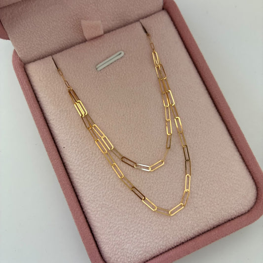 CADENA CLIP DOBLE 1,1GR 40 A 45CM 1,4MM ORO AMARILLO 18K ITALY ESP 18K