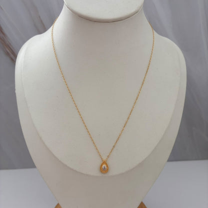CADENA MINI ROLON+GOTA DIAMANTADA CIRCONES BLANCOS 1,1GR 40CM 1MM ORO AMARILLO ITALY ESP 18K
