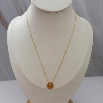 CADENA MINI ROLON+CIRCULO TREBOL PIEDRAS BLANCAS 1,15GR 40CM 1MM ORO AMARILLO ITALY ESP 18K