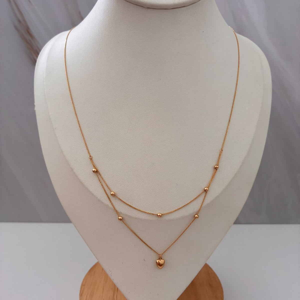 CADENA MINI FRANCO+CORAZON Y BOLAS 3 MM LISAS 1GR 45CM 1MM ORO AMARILLO ITALY ESP 18K