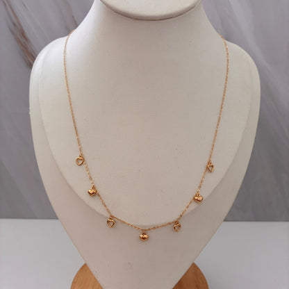 CADENA MINI ROLON+ CORAZONES INTERCALADOS 1,45GR 45CM 1MM ORO AMARILLO ITALY ESP 18K