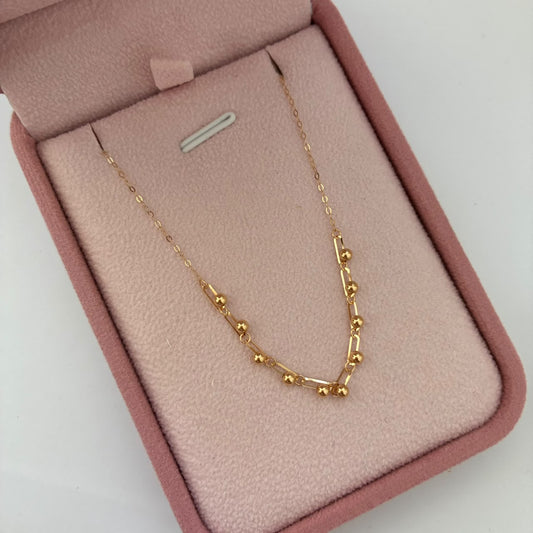 CADENA MINI ROLON+CLIP Y BOLA 3 MM LISA 0,75GR 40CM A 45CM 1MM ORO AMARILLO ITALY ESP 18K