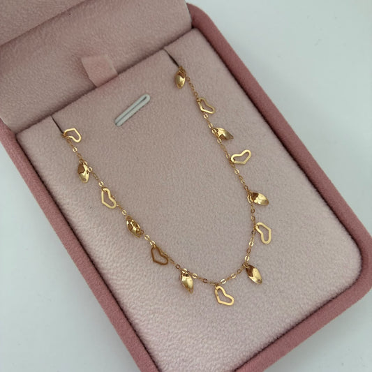 CADENA MINI ROLON + CARAZONES 1,08GR 45CM 1MM ORO AMARILLO  ITALY ESP 18K