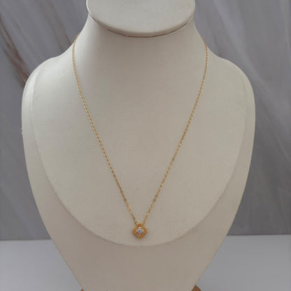 CADENA MINI ROLON+TREBOL DIAMANTADO PIEDRAS BLANCAS 1,06GR 40CM 1MM ORO AMARILLO ITALY ESP 18K