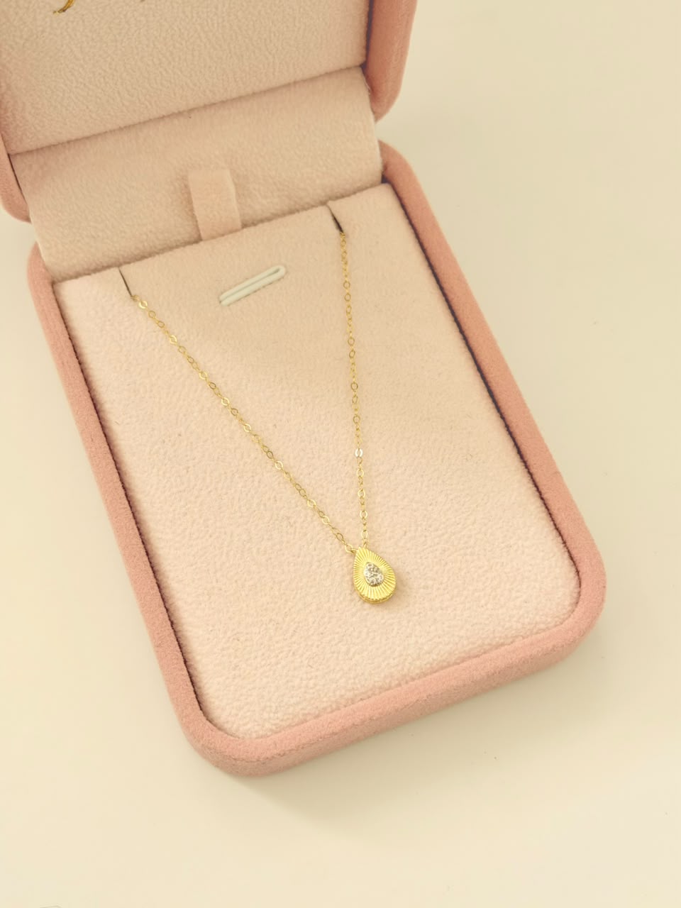 CADENA MINI ROLON+GOTA DIAMANTADA CIRCONES BLANCOS 1,1GR 40CM 1MM ORO AMARILLO ITALY ESP 18K