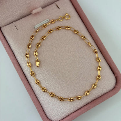TOBILLERA  GRANO DE CAFÉ 2,46GR 24CM 3MM ORO AMARILLO COL 18K