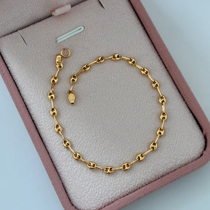 PULSERA GRANO DE CAFÉ 1,8GR 18CM 3MM ORO AMARILLO COL 18K