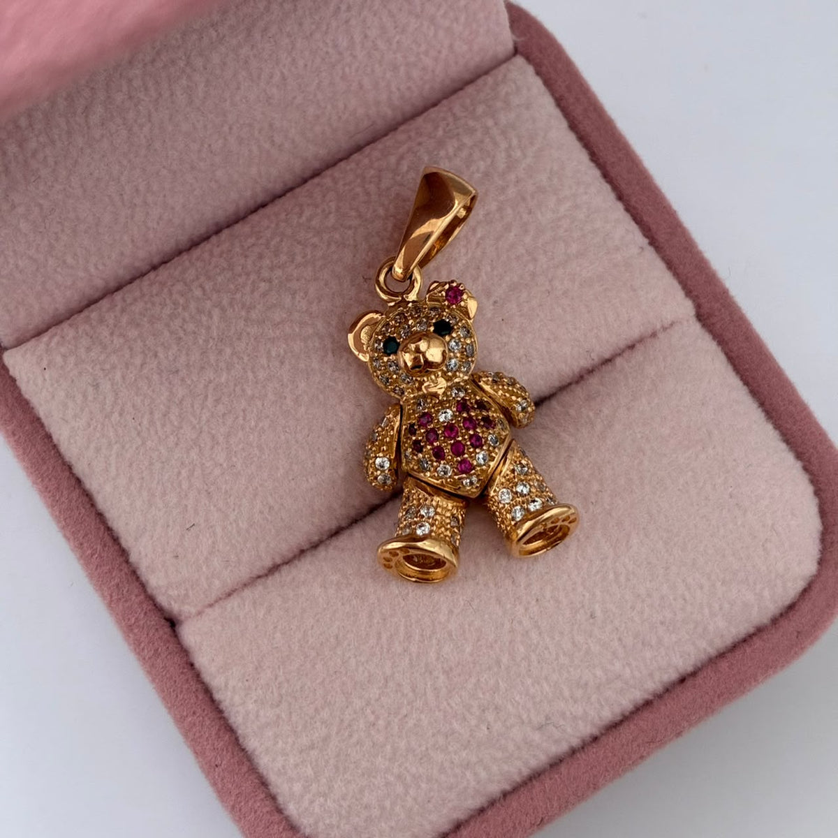 DIJE OSO ARTICULADO CON PIEDRAS BLANCAS-OJOS NEGROS 5,02GR 3CM ORO AMARILLO COL 18K