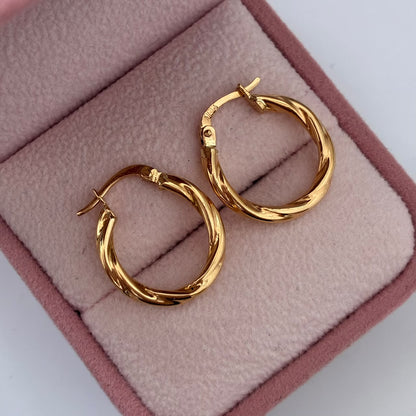 CANDONGAS TRENZADAS LISAS 1,38GR 2CM  ORO AMARILLO COL 18K