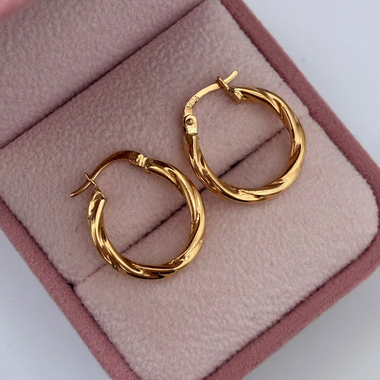 CANDONGAS TRENZADAS LISAS 1,38GR 2CM  ORO AMARILLO COL 18K