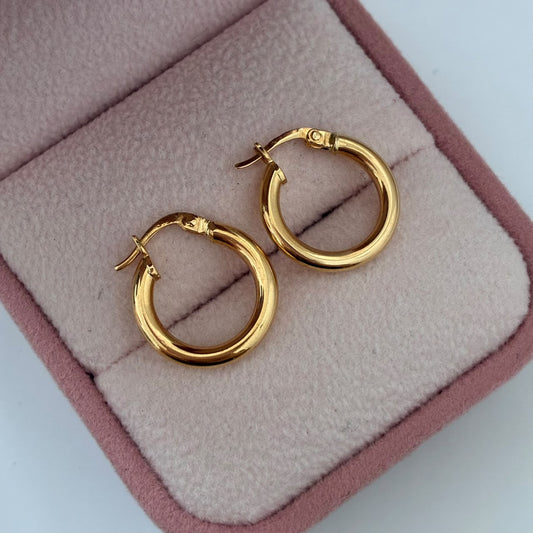 CANDONGAS TUBULARES LISAS 1,26GR 1,5CM ORO AMARILLO COL 18K