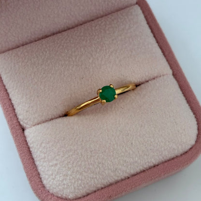 ANILLO SOLITARIO ESMERALDA NATURAL 28 PUNTOS 2GR TALLA 6 ORO AMARILLO COL 18K