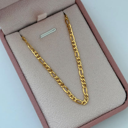 CADENA 3X1 FIGARO 7,28GR 70CM  3,3MM ORO AMARILLO ITALY 18K