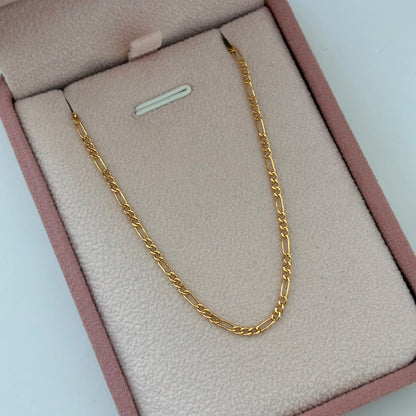 CADENA 3X1 FIGARO 1,6GR 45CM  1,6MM ORO AMARILLO ITALY 18K