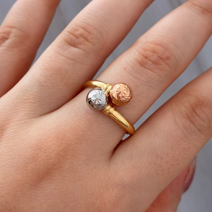ANILLO TU Y YO DIAMANTADO  1,85GR TALLA 9 TRES OROS COL 18K