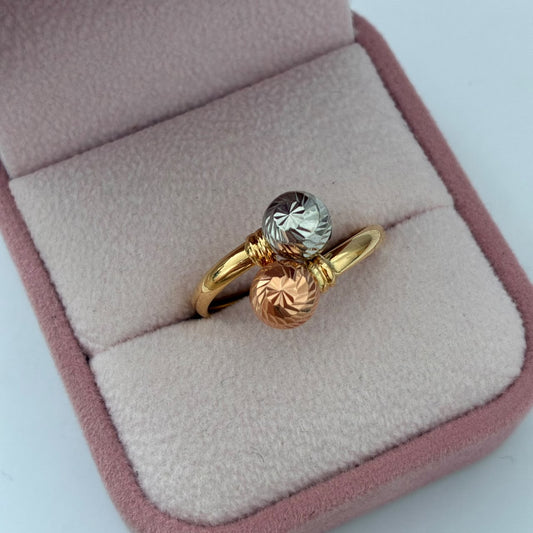 ANILLO TU Y YO DIAMANTADO  1,85GR TALLA 9 TRES OROS COL 18K