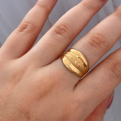 ANILLO MATEADO DOBLE TEXTURIZADO 2,33GR TALLA 8 AMARILLO COL 18K