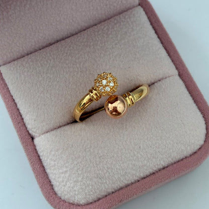 ANILLO TU Y YO + PIEDRAS BLANCAS  1,93GR TALLA 8,5 DOS OROS COL 18K