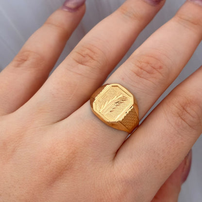 ANILLO PLACA ESPIGA TEXTURIZADO 2,76GR TALLA 9 AMARILLO COL 18K