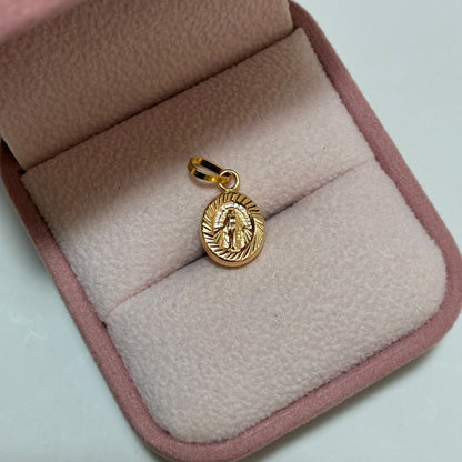DIJE MEDALLA MILAGROSA BORDE DIAMANTADO 1.7CM ORO AMARILLO COL 18K-0.58GR